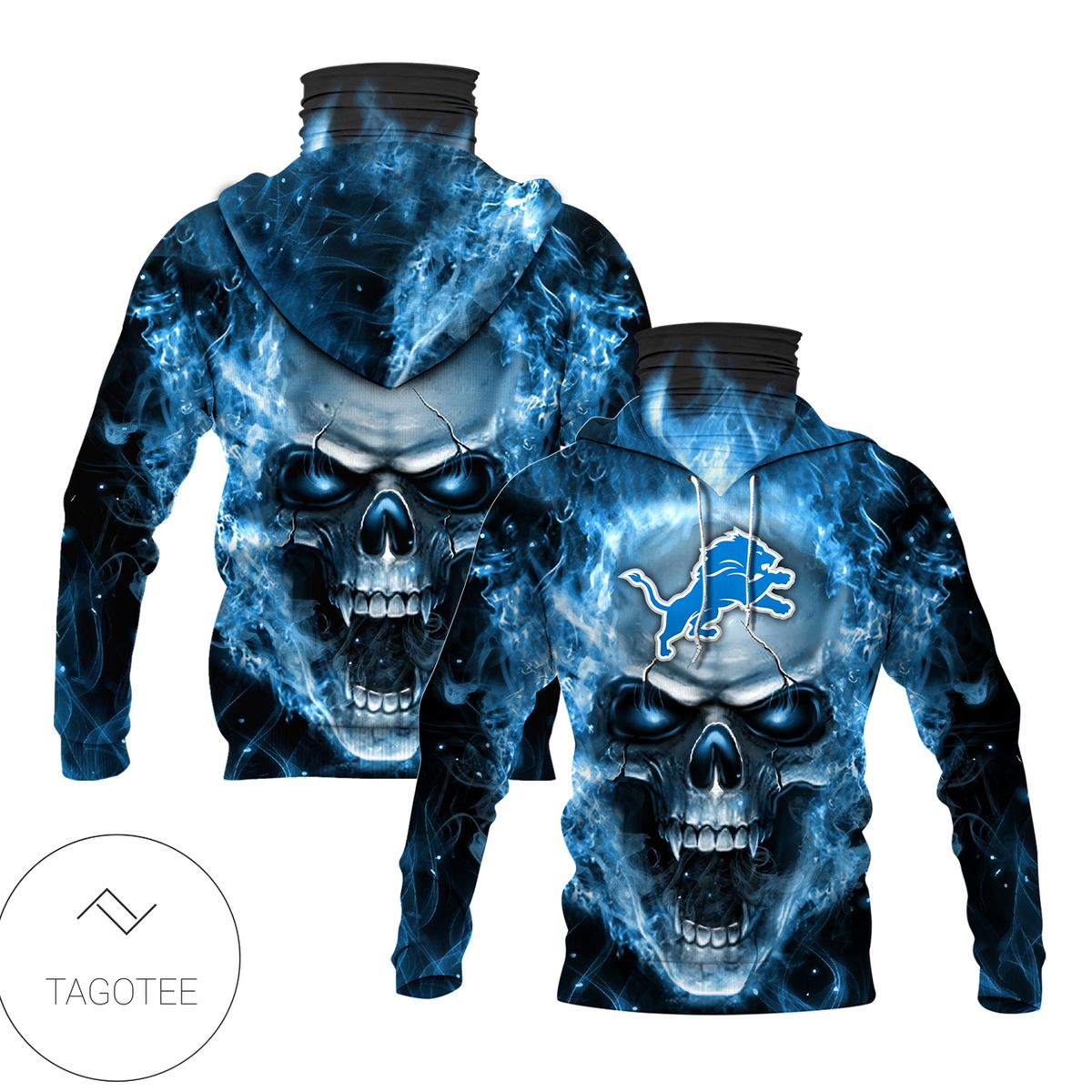 Detroit Lions Skull Fire Mask Hoodie Detroit Lions Skull Fire Mask Hoodie