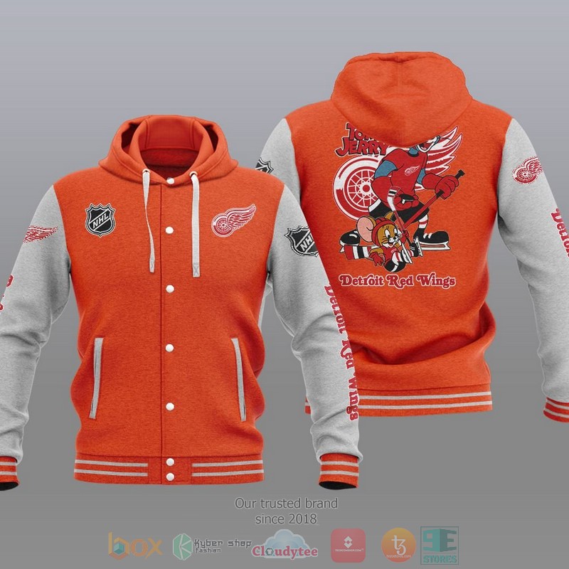 Detroit Red Wings Nhl Tom And Jerry Baseball Hoodie Jacket Detroit Red Wings Nhl Tom And Jerry Baseball Hoodie Jacket