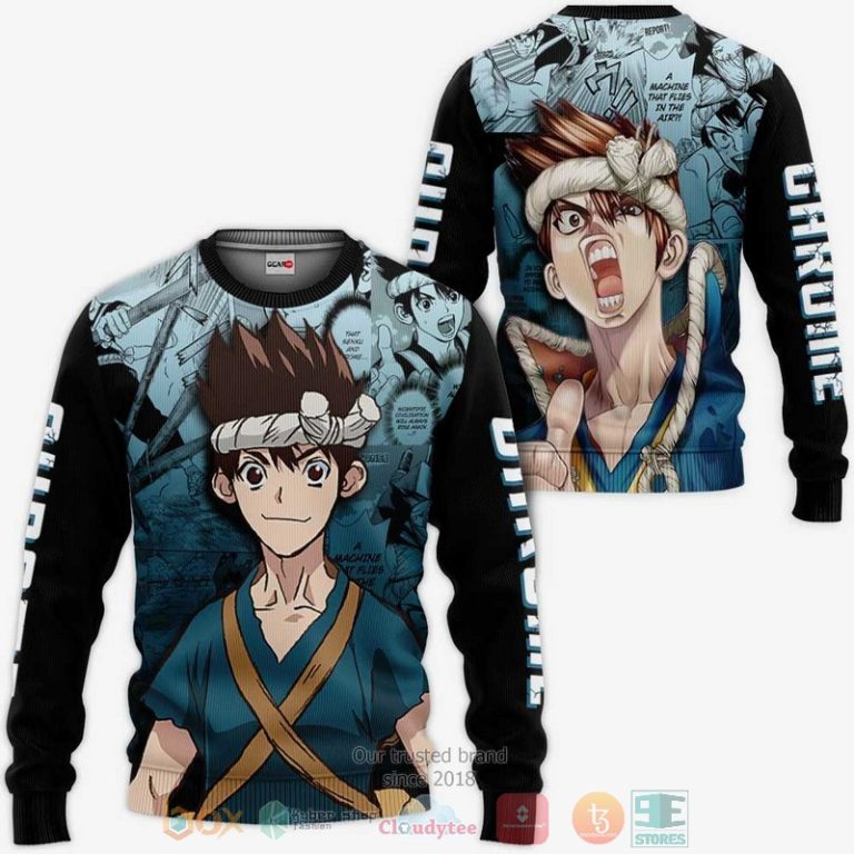 Dr-Stone-Chrome-Anime-3D-Hoodie-Bomber-Jacket-2