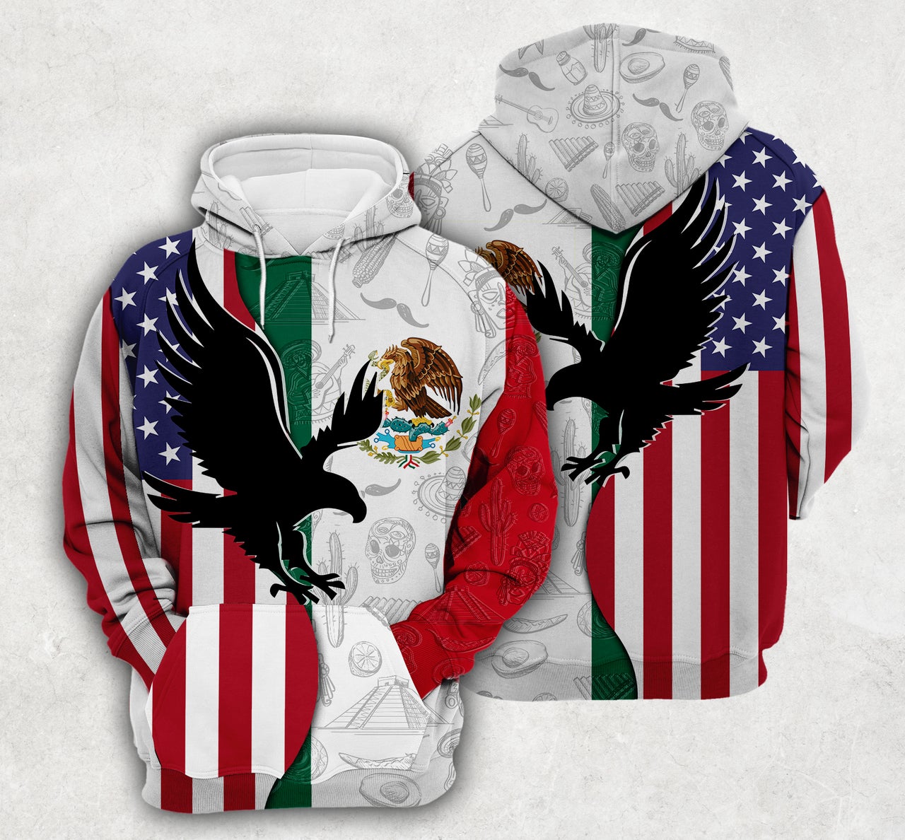 Eagle Mexico Flag And Symbols Dual Citizen 3D Hoodie Eagle Mexico Flag And Symbols Dual Citizen 3D Hoodie
