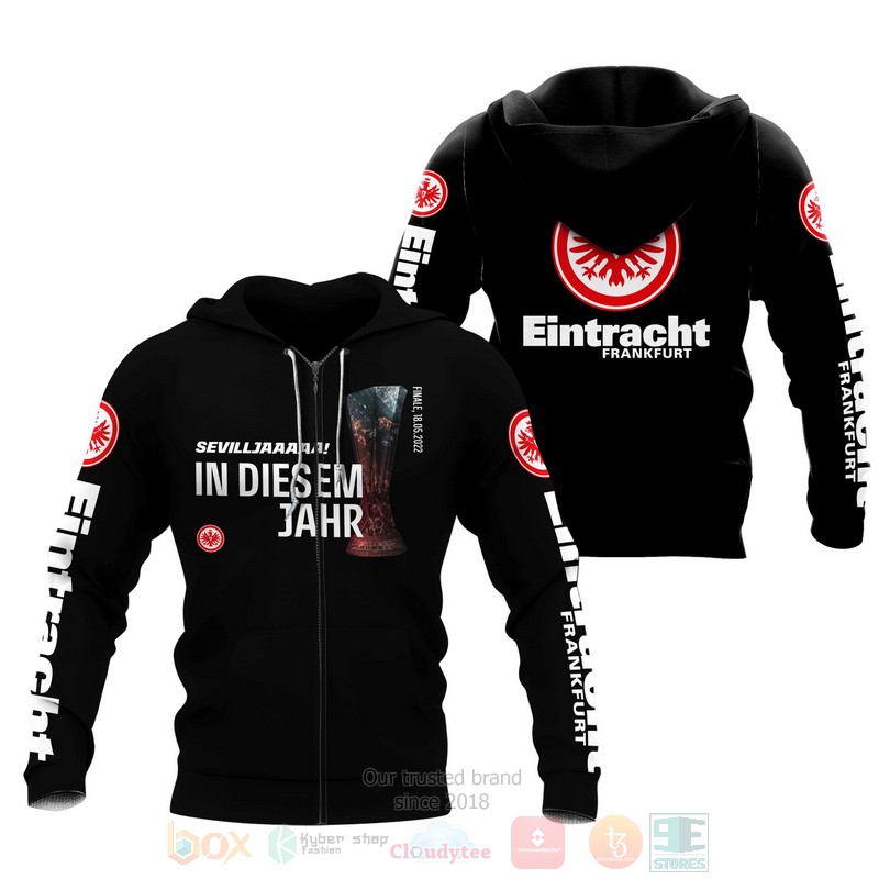 Eintracht Frankfurt Sevilla Diesem Jahr Blacks 3D Hoodie Eintracht Frankfurt Sevilla Diesem Jahr Blacks 3D Hoodie