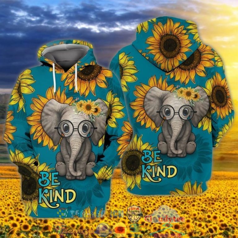 Elephant-Sunflower-Be-Kind-3D-Hoodie-2