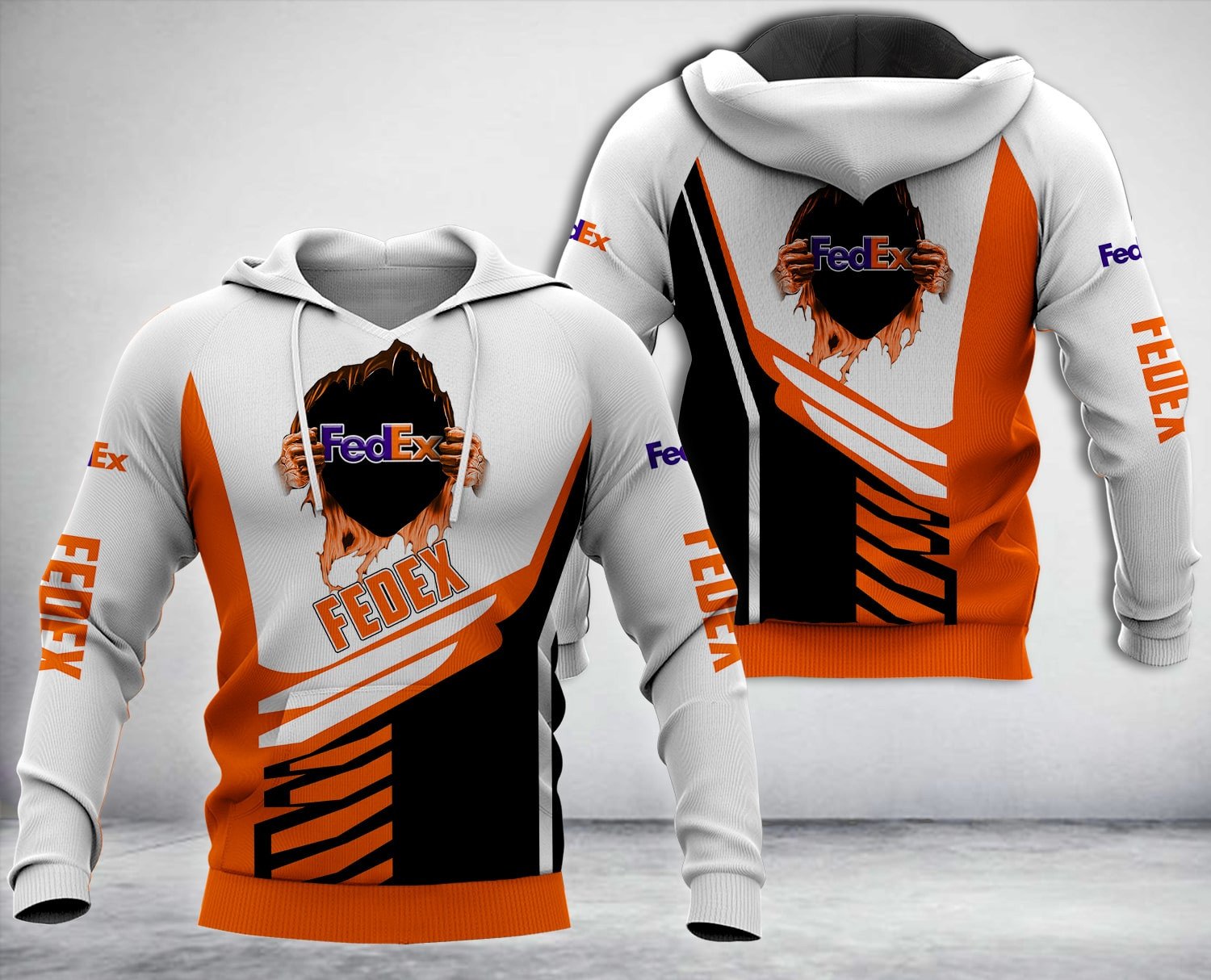 Fedex White Orange 3D Hoodie Fedex White Orange 3D Hoodie