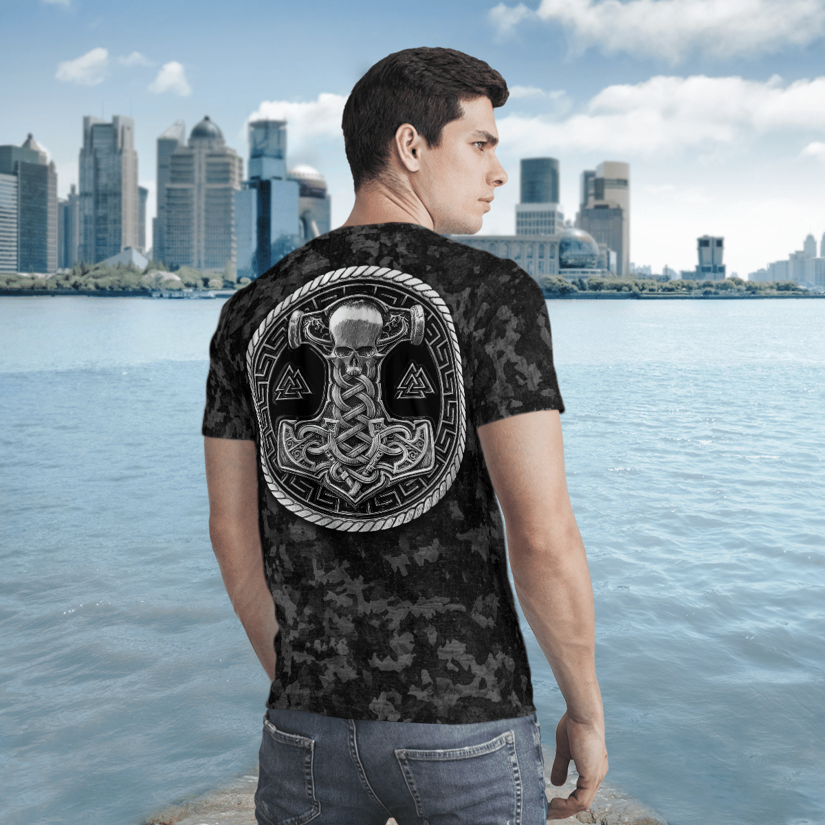 Fenrir Wolf Of Odin And Hammer 3D Shirt Fenrir Wolf Of Odin And Hammer 3D Shirt