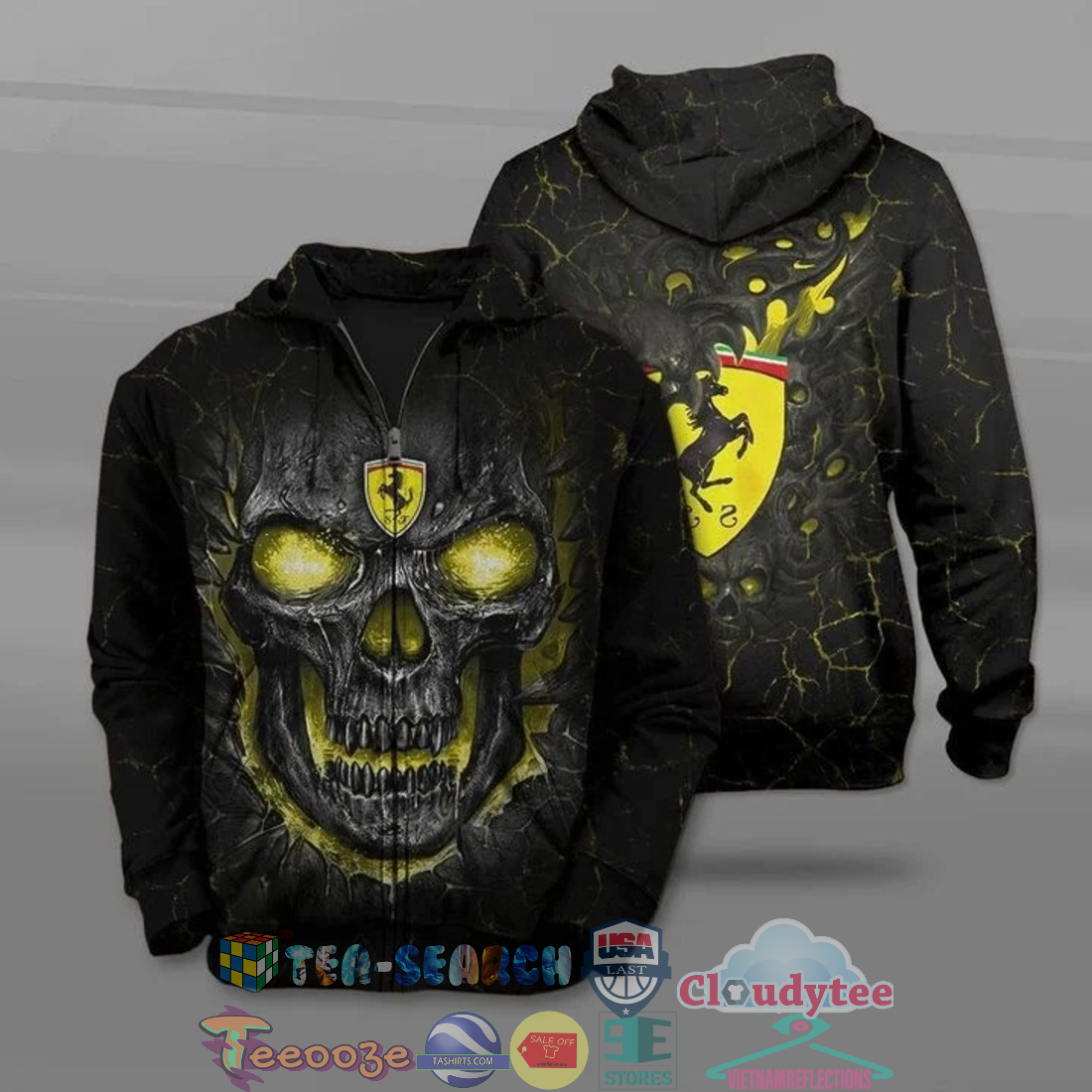 Ferrari Skull Ver 2 All Over Printed T-Shirt Hoodie Ferrari Skull Ver 2 All Over Printed T-Shirt Hoodie