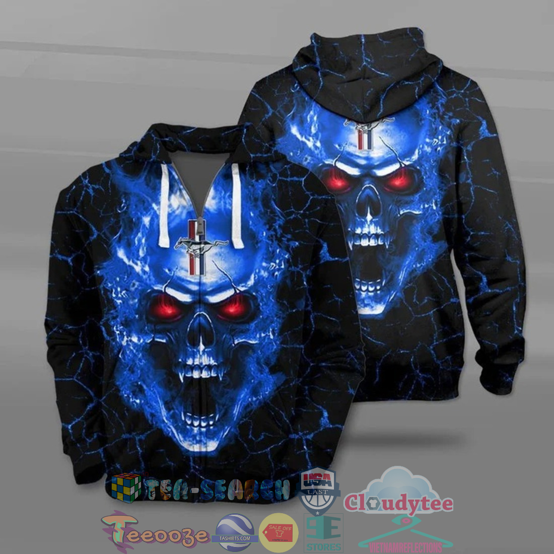 Ford Mustang Skull Ver 1 All Over Printed T-Shirt Hoodie Ford Mustang Skull Ver 1 All Over Printed T-Shirt Hoodie