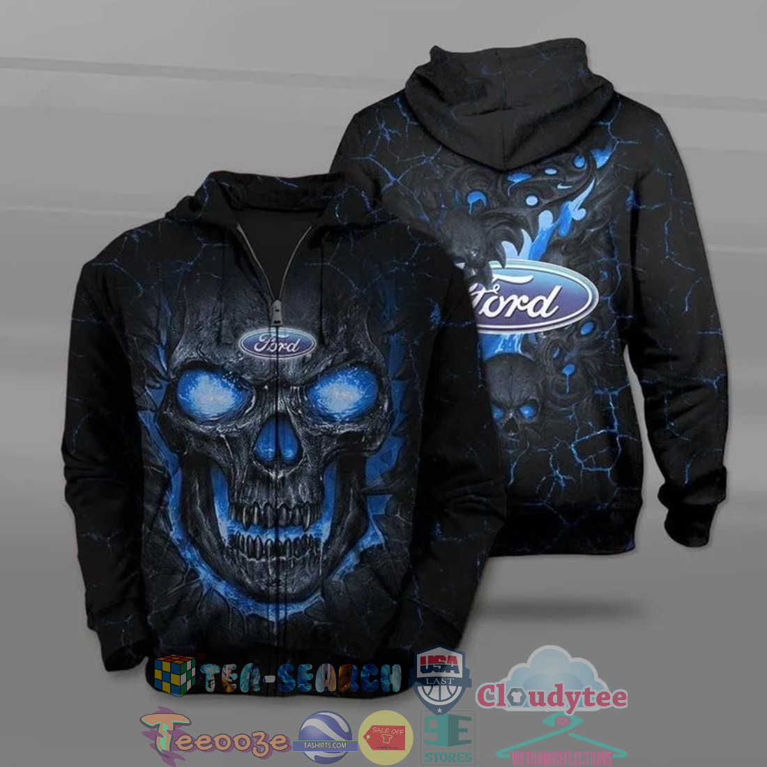 Ford Skull Ver 2 All Over Printed T-Shirt Hoodie Ford Skull Ver 2 All Over Printed T-Shirt Hoodie