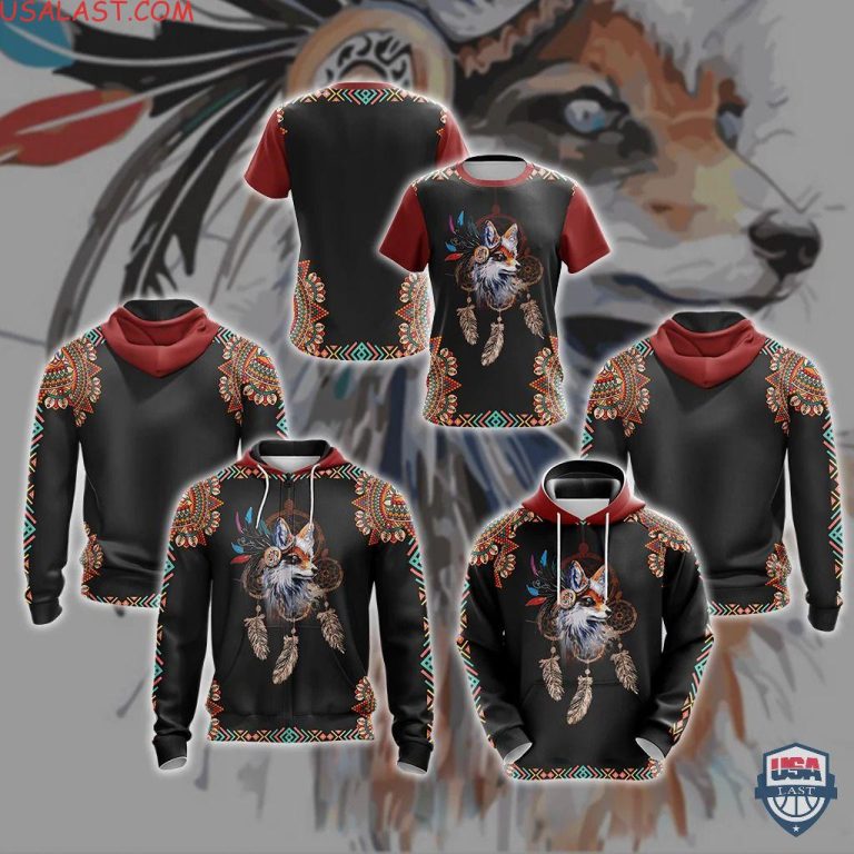 Fox-Native-American-Unisex-3D-Hoodie-T-Shirt-1