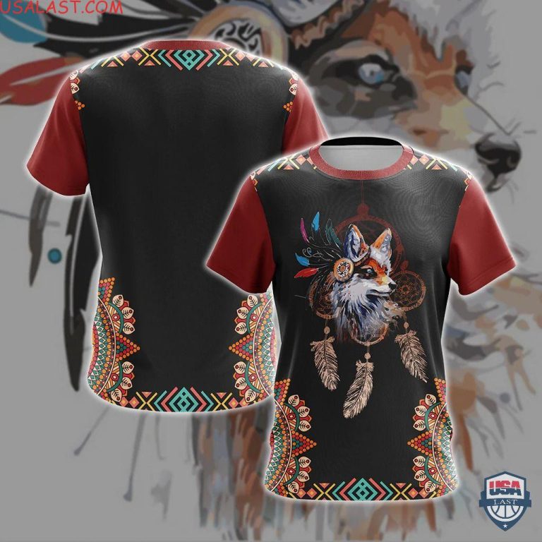 Fox-Native-American-Unisex-3D-Hoodie-T-Shirt-2