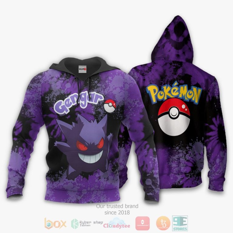 Gengar-Pokemon-Anime-Tie-Dye-Style-3D-Hoodie-Bomber-Jacket-3