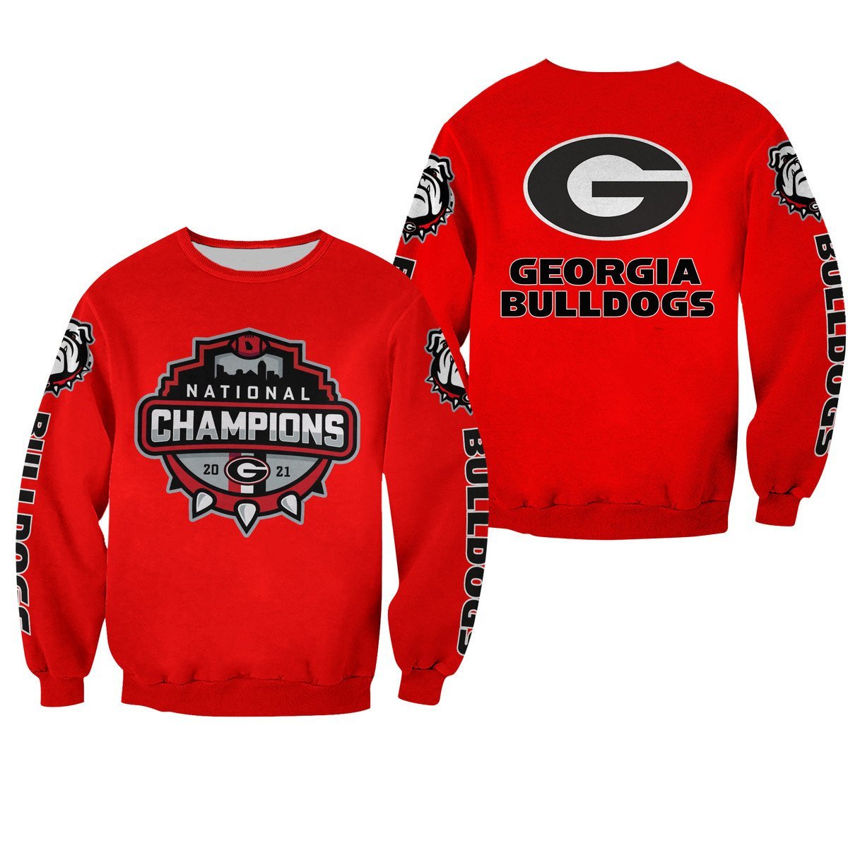 Georgia Bulldogs National Champions 2021 Red 3D Shirt Georgia Bulldogs National Champions 2021 Red 3D Shirt
