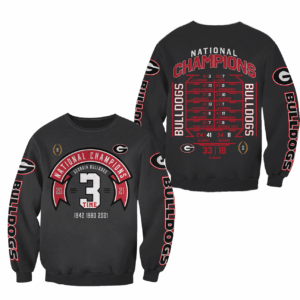 Georgia Bulldogs National Champions 3 Times 3D Shirt