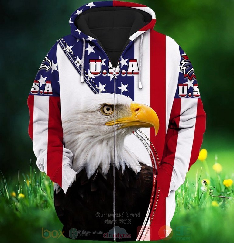 God Bless America Eagle 3D Zip Hoodie God Bless America Eagle 3D Zip Hoodie