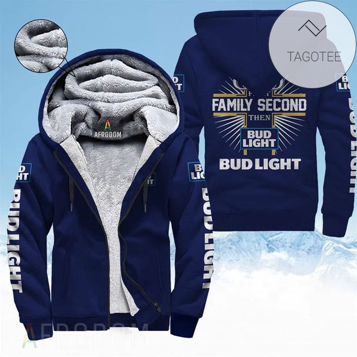 God First Family Second Then Bud Light 3D Fleece Hoodie God First Family Second Then Bud Light 3D Fleece Hoodie
