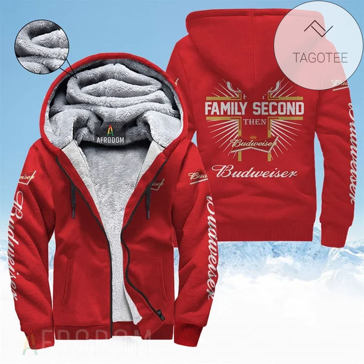 God First Family Second Then Budweiser 3D Fleece Hoodie God First Family Second Then Budweiser 3D Fleece Hoodie