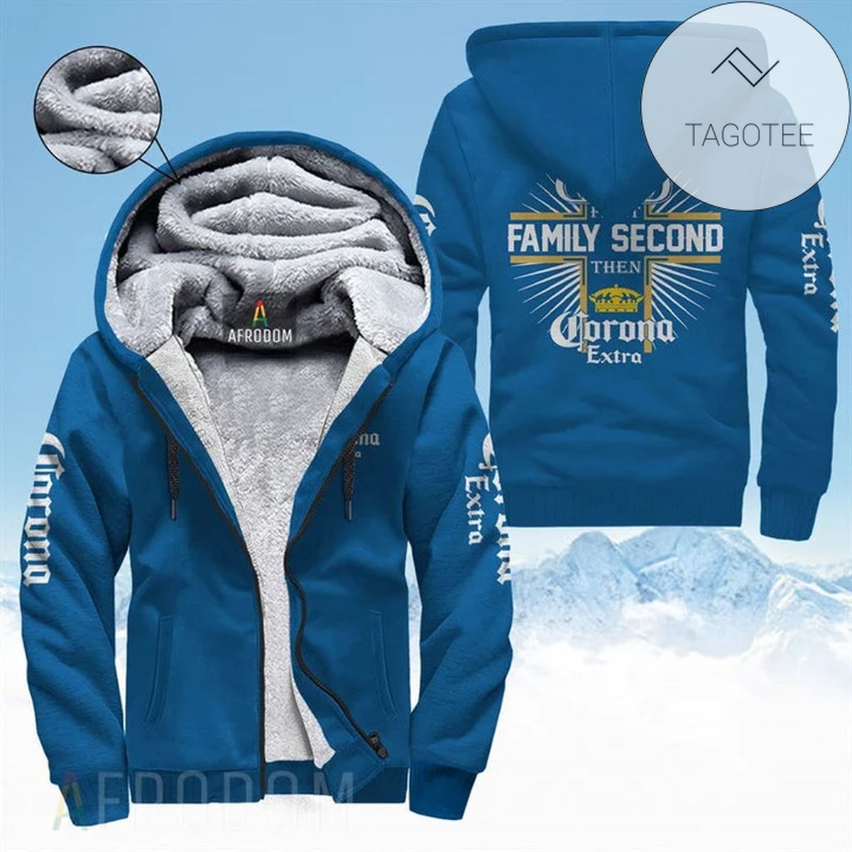 God First Family Second Then Corona Extra 3D Fleece Hoodie God First Family Second Then Corona Extra 3D Fleece Hoodie