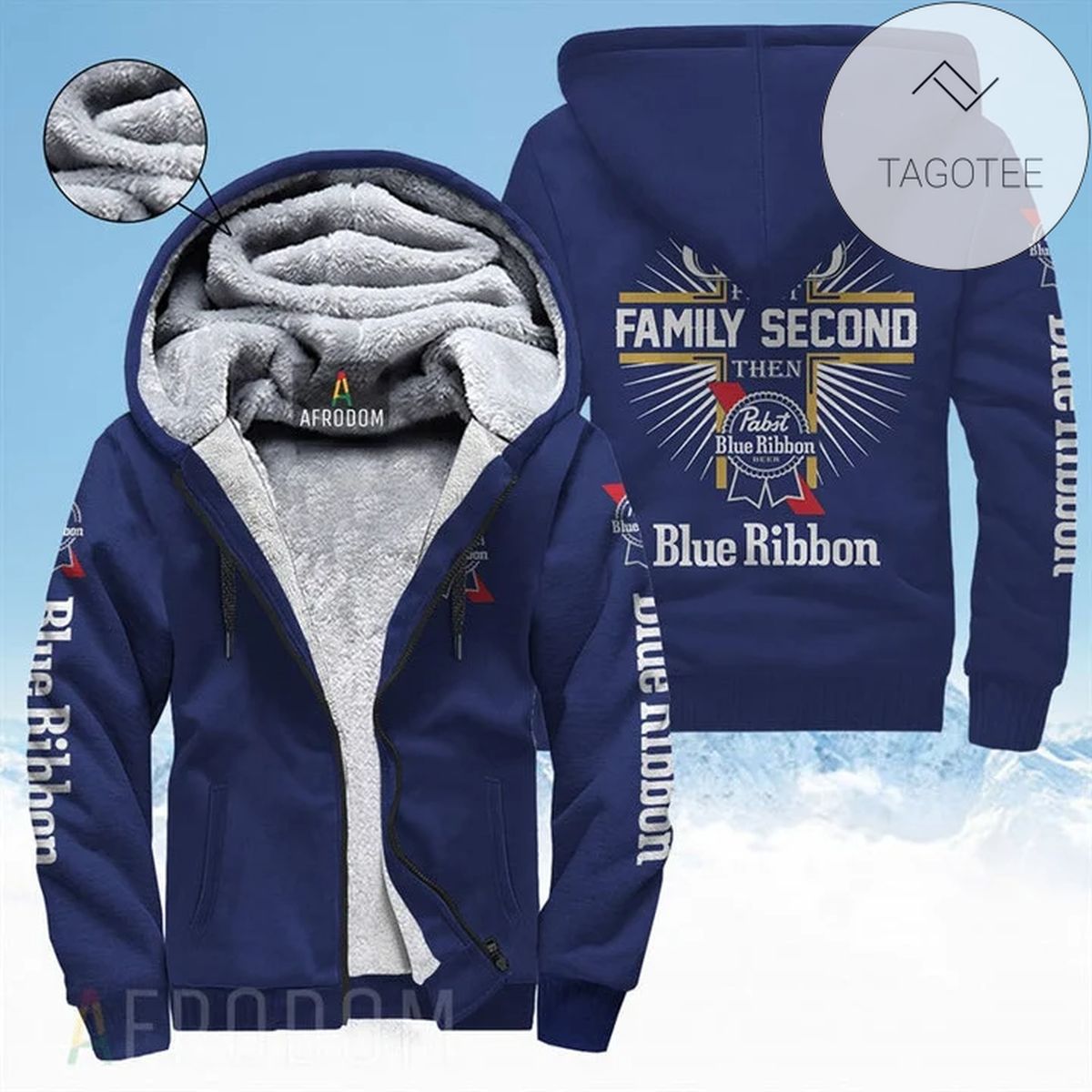 God First Family Second Then Pabst Blue Ribbon 3D Fleece Hoodie God First Family Second Then Pabst Blue Ribbon 3D Fleece Hoodie