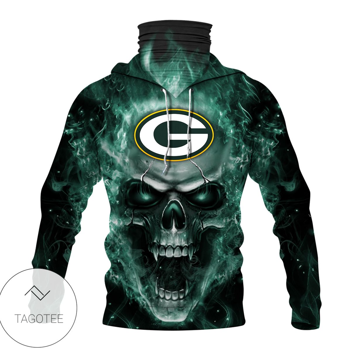Green Bay Packers Skull Fire Green Mask Hoodie Green Bay Packers Skull Fire Green Mask Hoodie