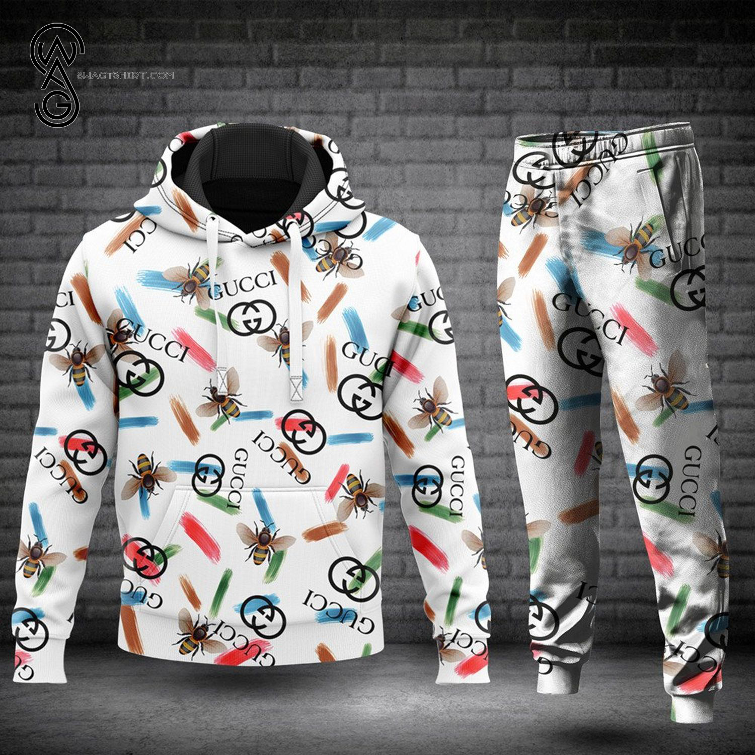 Gucci Bee Colorful Full Print Hoodie And Pants Gucci Bee Colorful Full Print Hoodie And Pants
