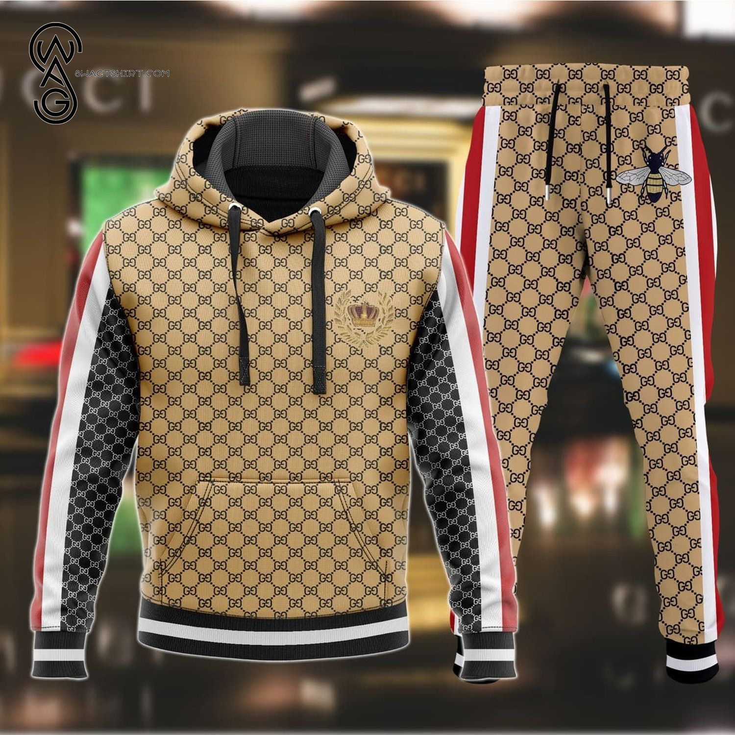 Gucci Bee Full Print Hoodie And Pants Gucci Bee Full Print Hoodie And Pants