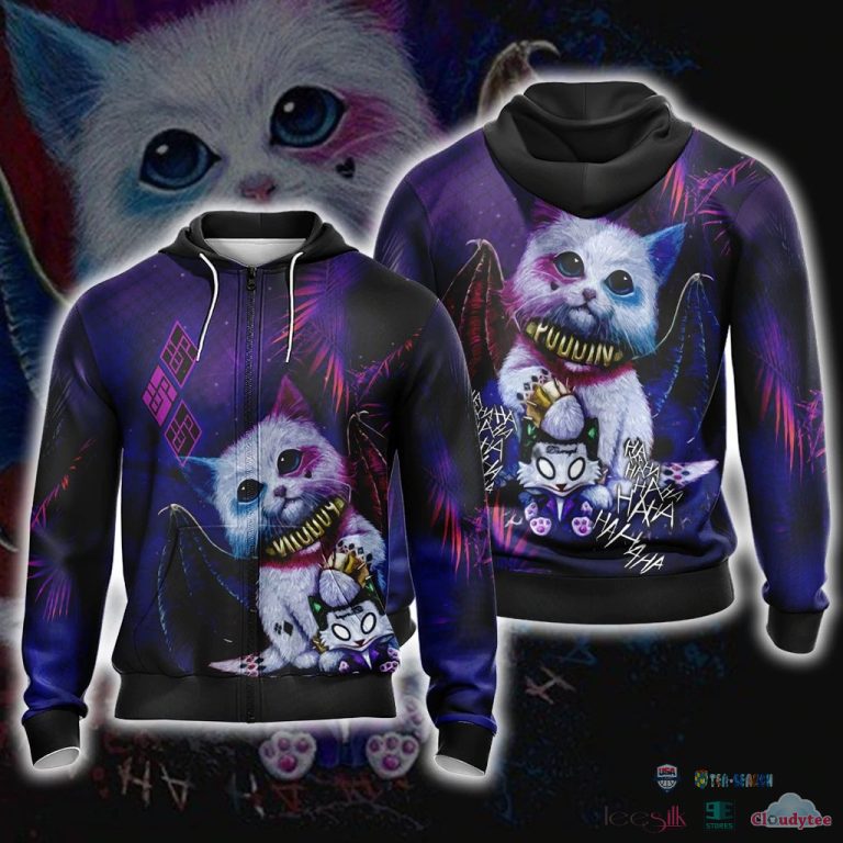 Harley-Quinn-Cute-Cat-Unisex-3D-T-Shirt-Zip-Hoodie-2