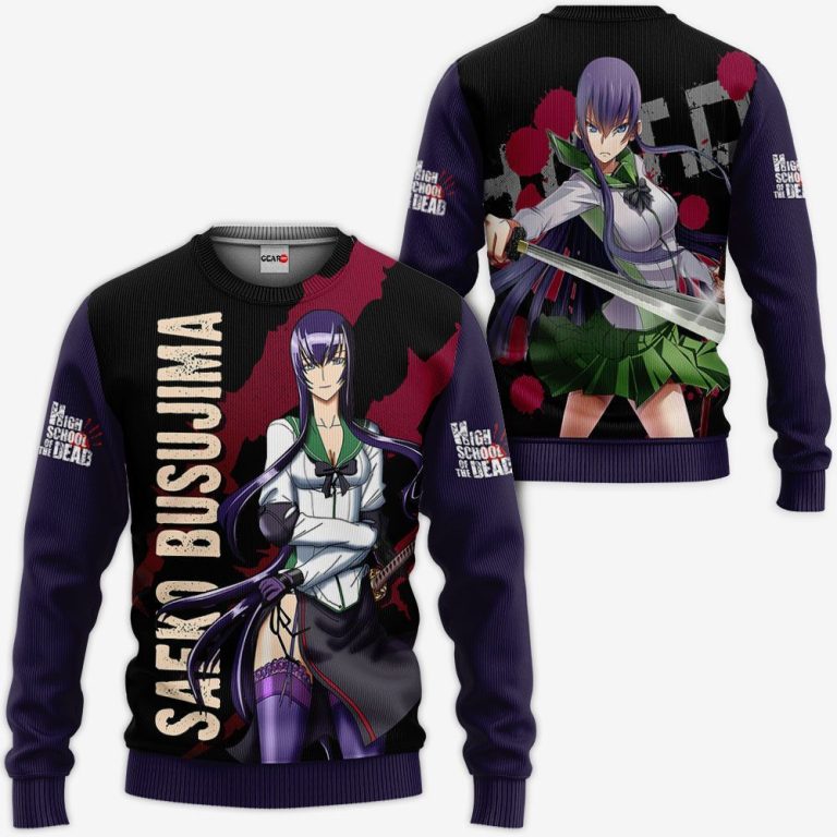 Highschool-Of-Dead-Saeko-Busujima-Anime-3D-Hoodie-Bomber-Jacket-2