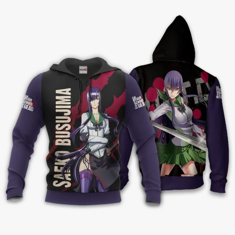 Highschool-Of-Dead-Saeko-Busujima-Anime-3D-Hoodie-Bomber-Jacket-3