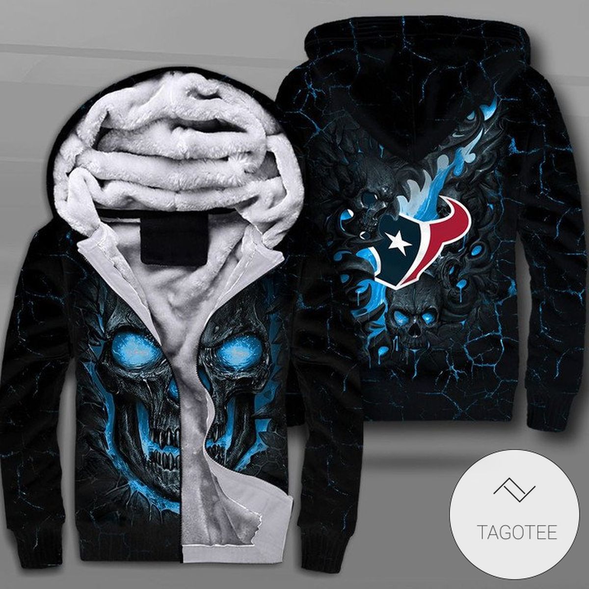 Houston Texans Lava Skull Zipper Fleece Hoodie Houston Texans Lava Skull Zipper Fleece Hoodie