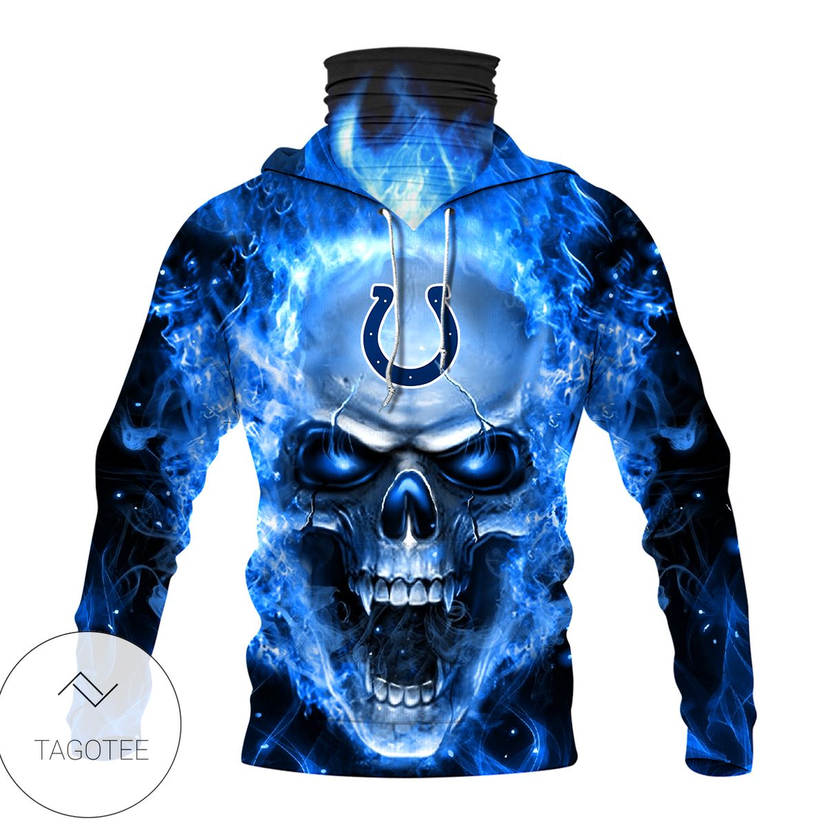 Indianapolis Colts Skull Fire Blue Mask Hoodie Indianapolis Colts Skull Fire Blue Mask Hoodie
