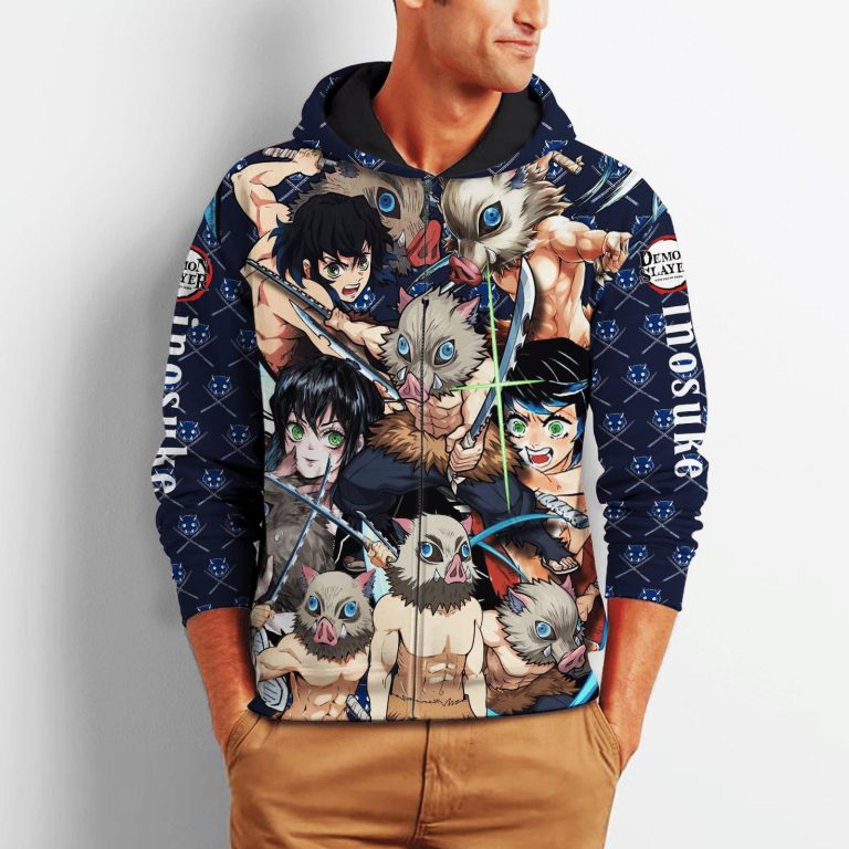 Inosuke-Kimetsus-Costume-Anime-3D-Zip-Hoodie-2