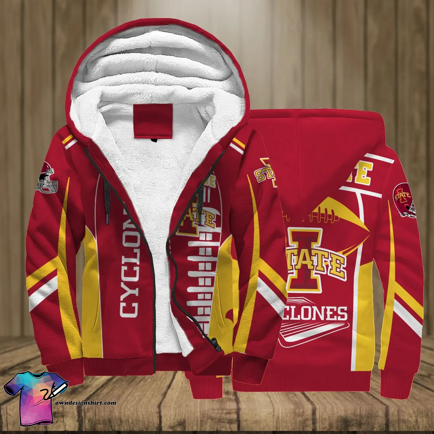 Iowa State Cyclones Football Full Print Fleece Hoodie Iowa State Cyclones Football Full Print Fleece Hoodie