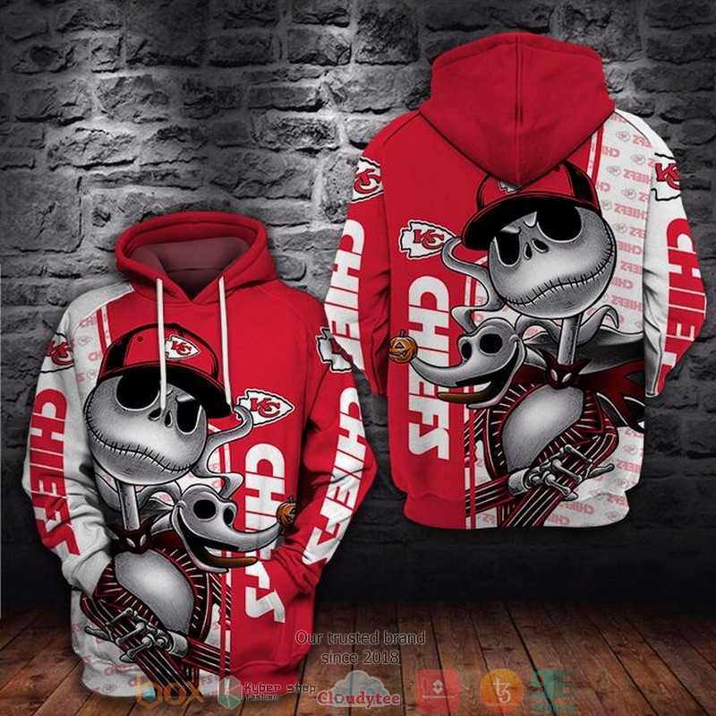 Jack Skellington Nfl Kansas City Chiefs Logo 3D Hoodie Jack Skellington Nfl Kansas City Chiefs Logo 3D Hoodie