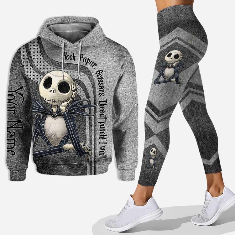 Jack-Skellington-Rock-Paper-Scissors-Throat-Punch-I-Win-Custom-Name-Hoodie-And-Leggings-1
