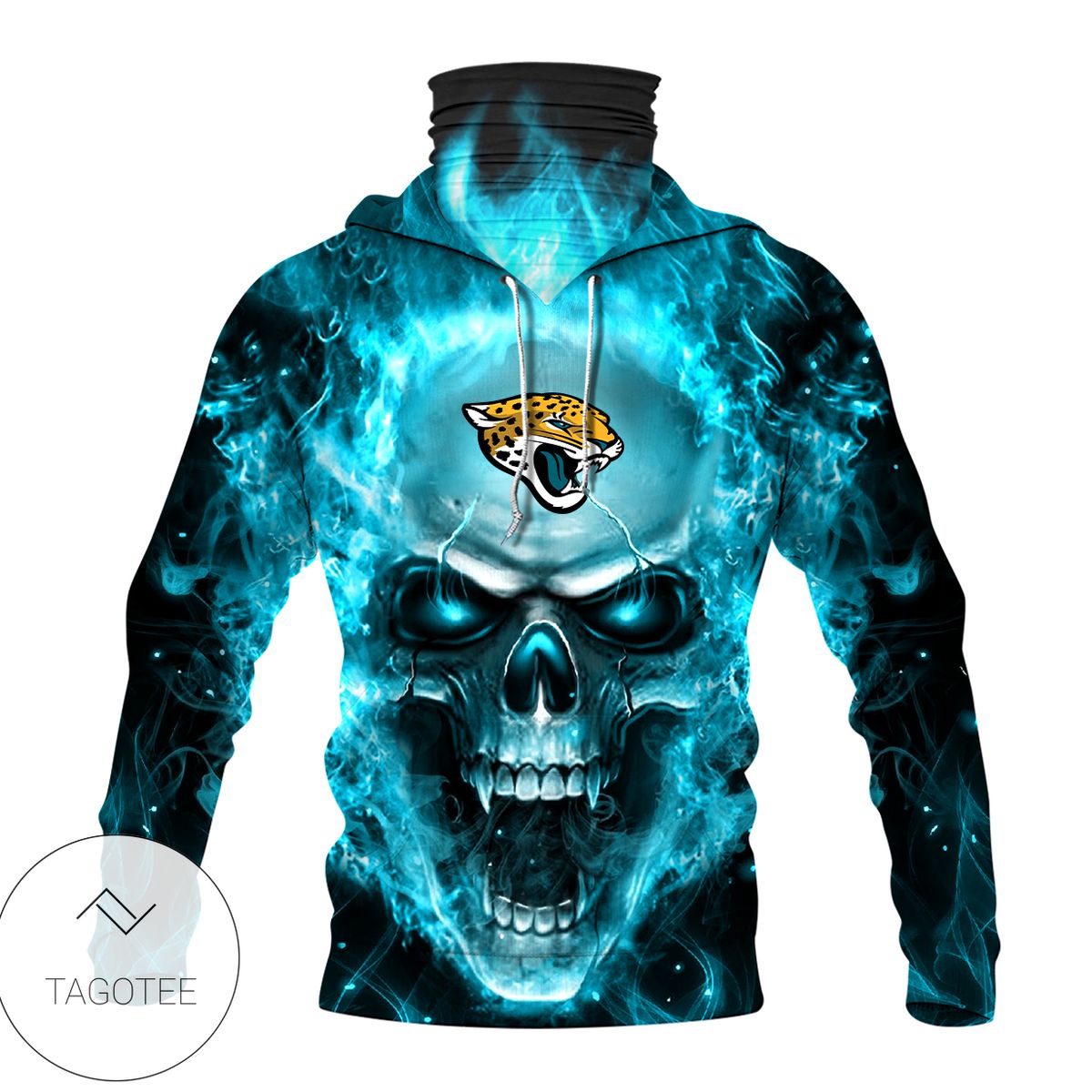 Jacksonville Jaguars Skull Fire Teal Mask Hoodie Jacksonville Jaguars Skull Fire Teal Mask Hoodie