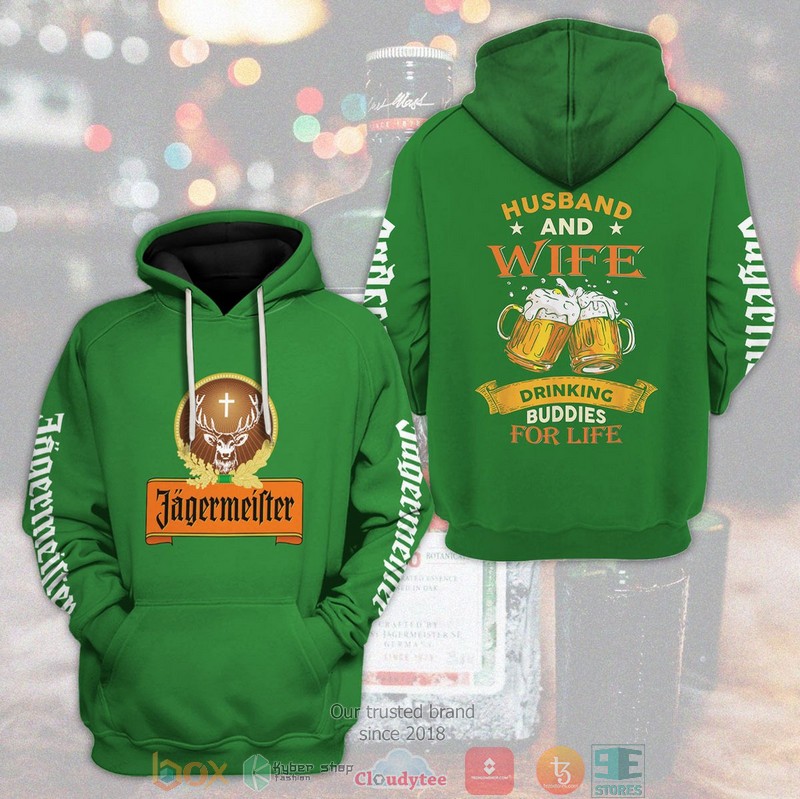 Jagermeister Husband And Wife Drinking Buddies For Life 3D Hoodie Jagermeister Husband And Wife Drinking Buddies For Life 3D Hoodie