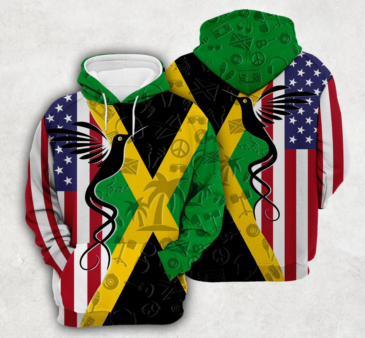 Jamaica Flag And Symbols Dual Citizen Hoodie Jamaica Flag And Symbols Dual Citizen Hoodie