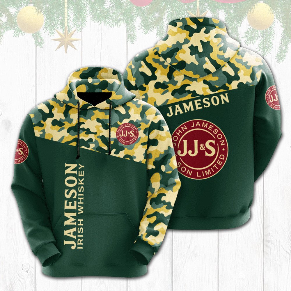 Jameson Irish Whiskey Camo Green 3D Hoodie Jameson Irish Whiskey Camo Green 3D Hoodie