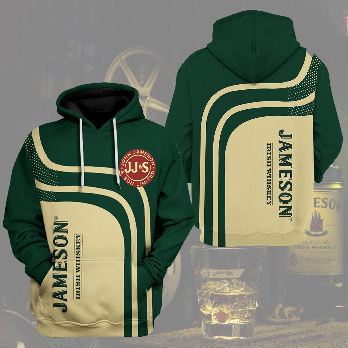Jameson Irish Whiskey Green 3D Hoodie Jameson Irish Whiskey Green 3D Hoodie