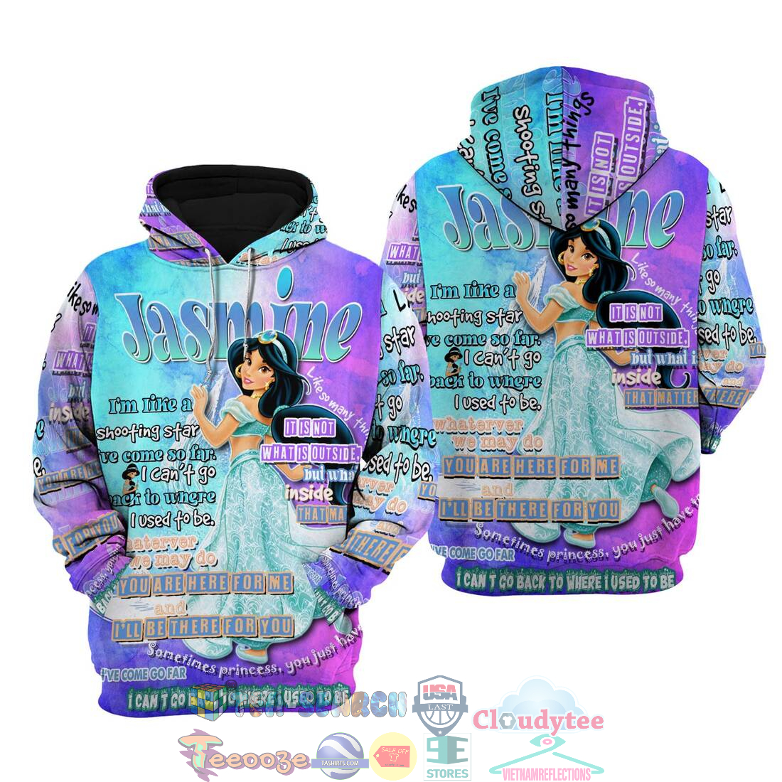 Jasmine Punk Words Pattern Disney Quotes Hoodie 3D Jasmine Punk Words Pattern Disney Quotes Hoodie 3D