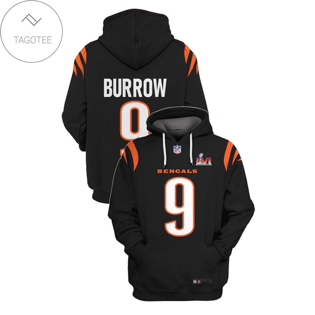 Joe Burrow No 9 Cincinnati Bengals Black Hoodie Joe Burrow No 9 Cincinnati Bengals Black Hoodie