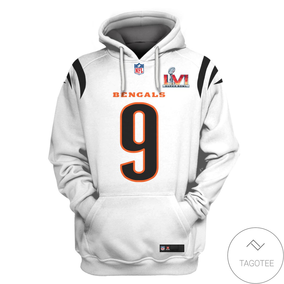 Joe Burrow No 9 Cincinnati Bengals White Hoodie Joe Burrow No 9 Cincinnati Bengals White Hoodie