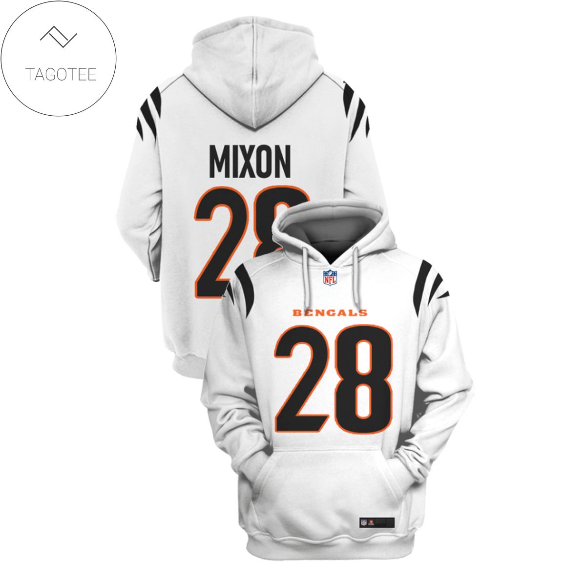 Joe Mixon Mo 28 Cincinnati Bengals White Hoodie Joe Mixon Mo 28 Cincinnati Bengals White Hoodie