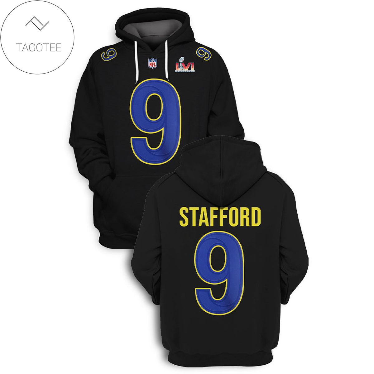 John Matthew Stafford No 9 Los Angeles Rams Hoodie John Matthew Stafford No 9 Los Angeles Rams Hoodie