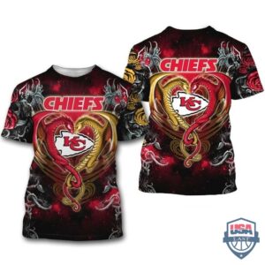 Kansas City Chiefs Dragon Nfl 3D Hoodie T-Shirt