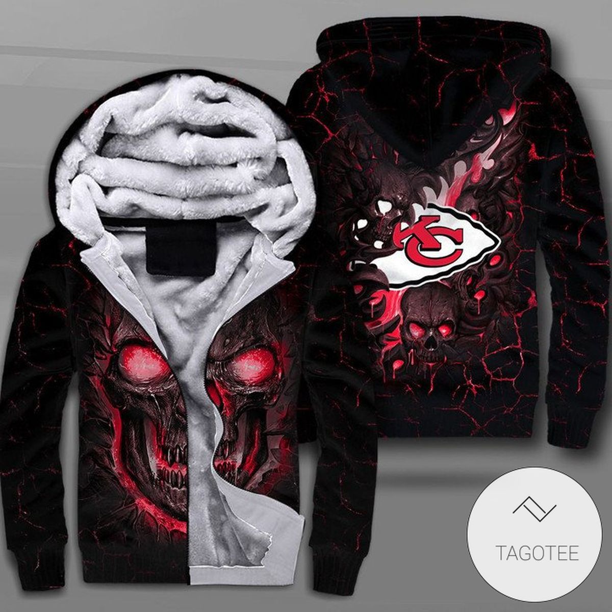 Kansas City Chiefs Lava Skull Zipper Fleece Hoodie Kansas City Chiefs Lava Skull Zipper Fleece Hoodie