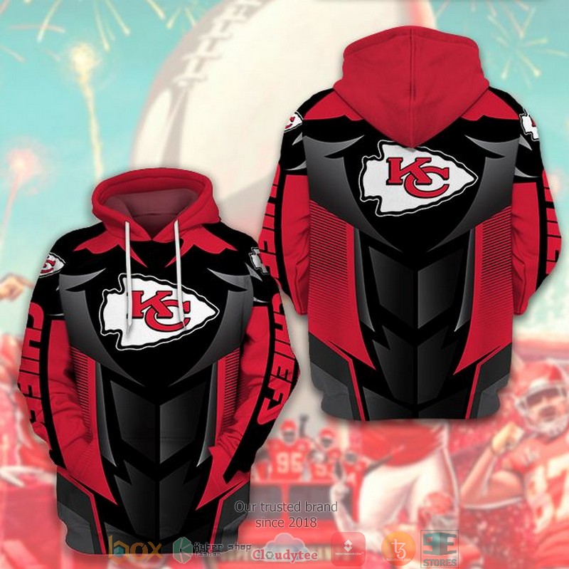 Kansas City Chiefs Nfl Red Black 3D Hoodie Kansas City Chiefs Nfl Red Black 3D Hoodie
