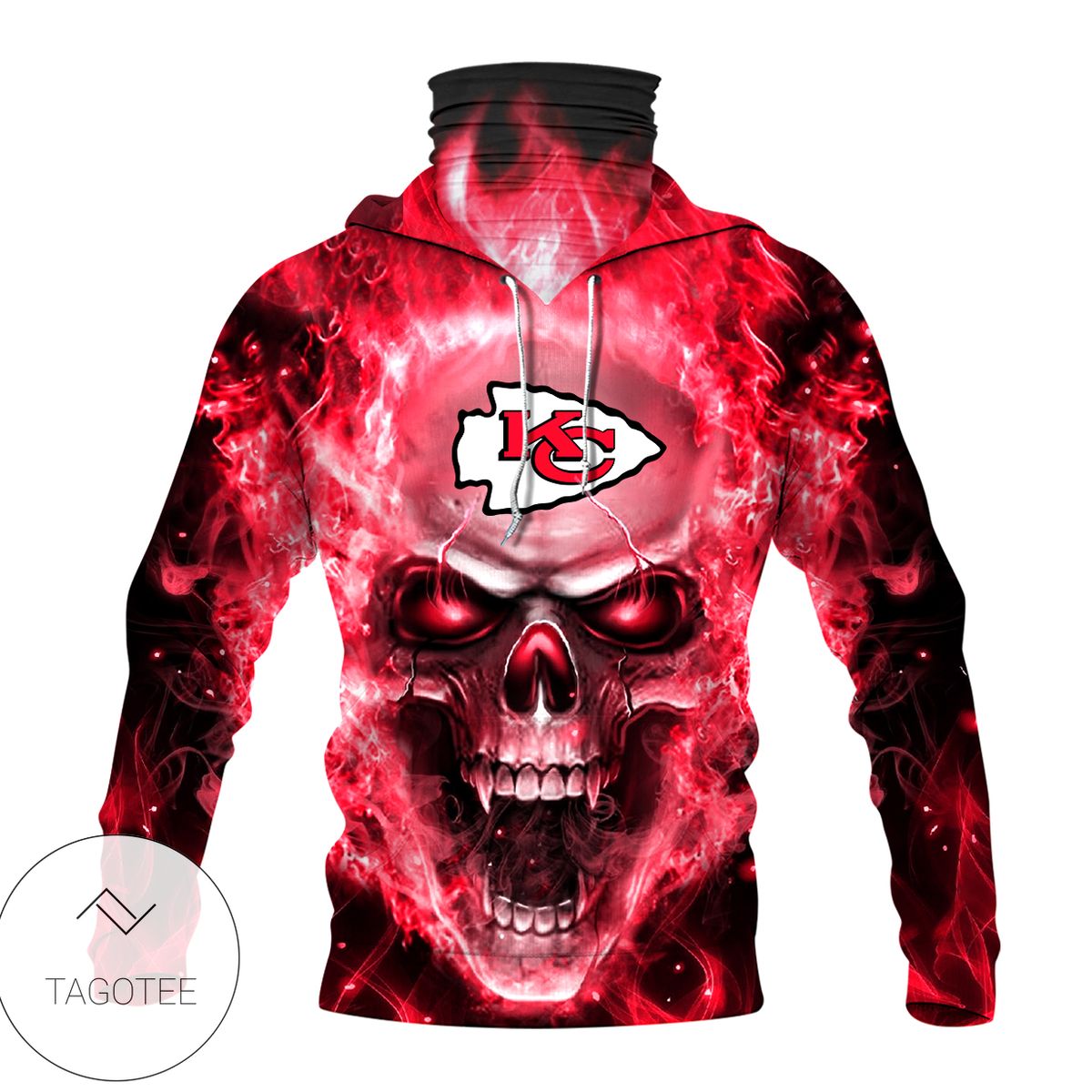 Kansas City Chiefs Skull Fire Pink Mask Hoodie Kansas City Chiefs Skull Fire Pink Mask Hoodie