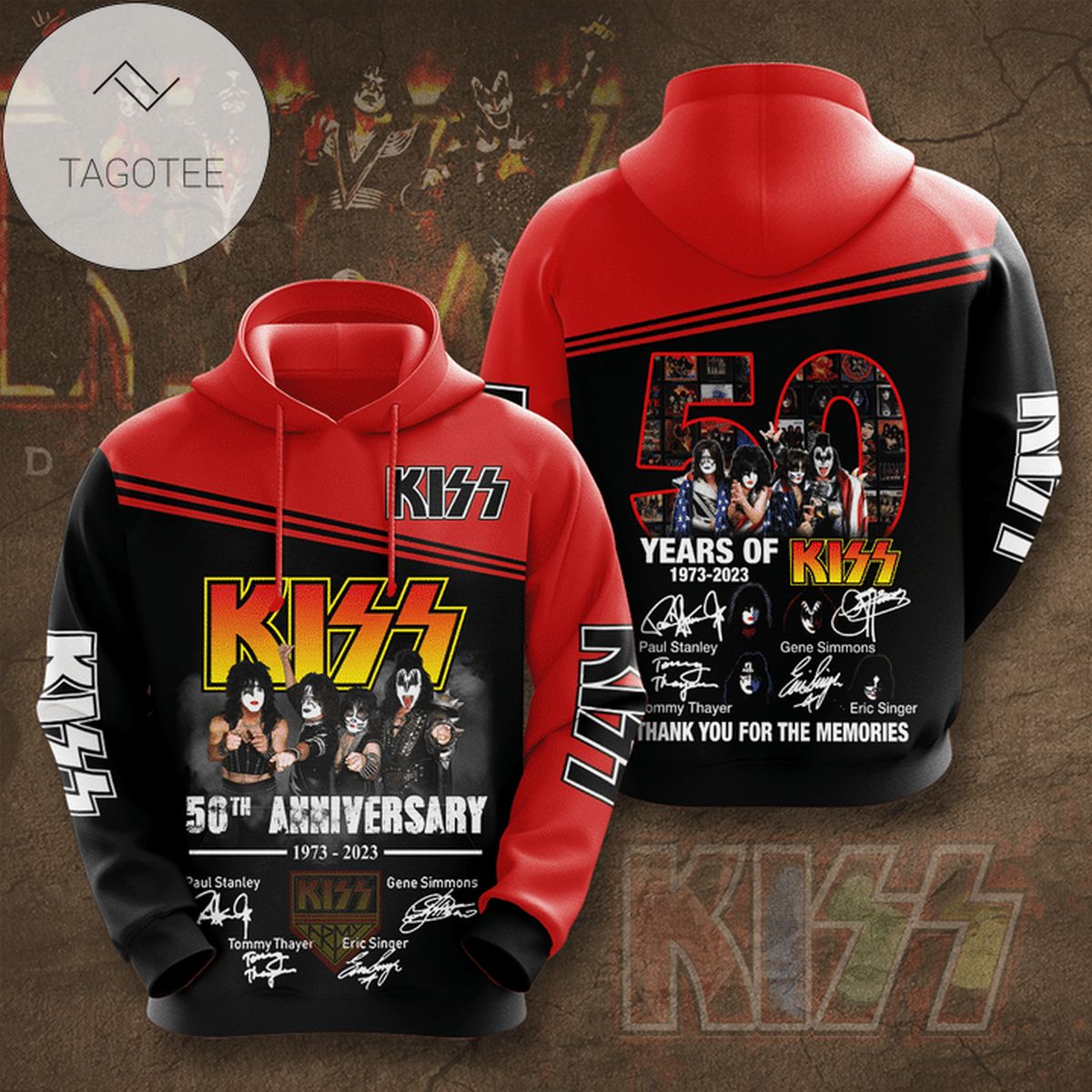 Kiss 50Th Anniversary 1973-2023 Signature Hoodie Kiss 50Th Anniversary 1973-2023 Signature Hoodie