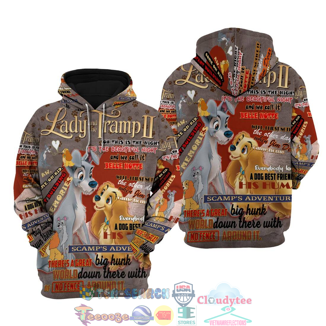Lady And The Tramp Ii Punk Words Pattern Disney Quotes Hoodie 3D Lady And The Tramp Ii Punk Words Pattern Disney Quotes Hoodie 3D