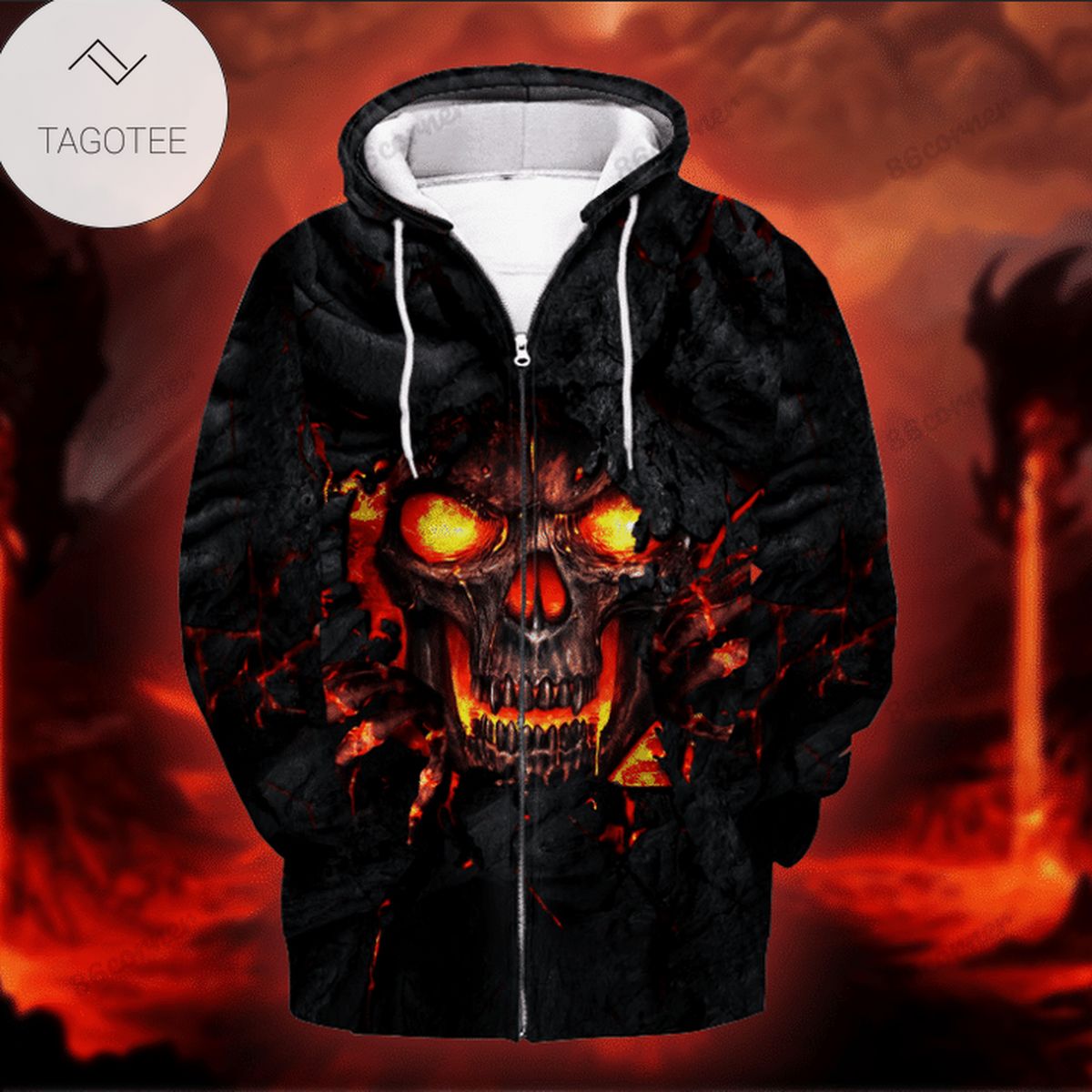 Lava Skull Red And Black 2022 Zip Hoodie Lava Skull Red And Black 2022 Zip Hoodie